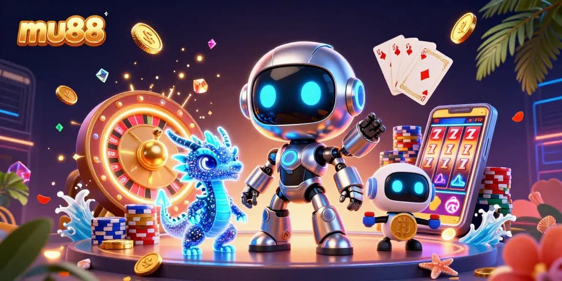 Experience the thrilling world of mu88 casino with a vibrant 3D illustration featuring cyberpunk elements.
