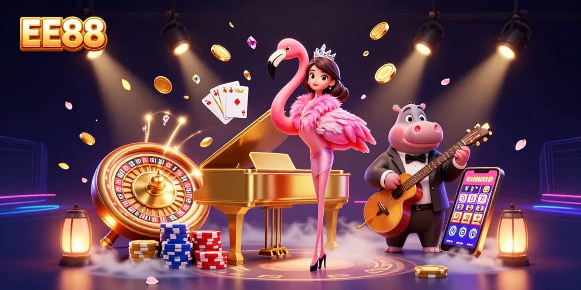 Exciting gaming experience at EE88 with vibrant casino elements and engaging characters.
