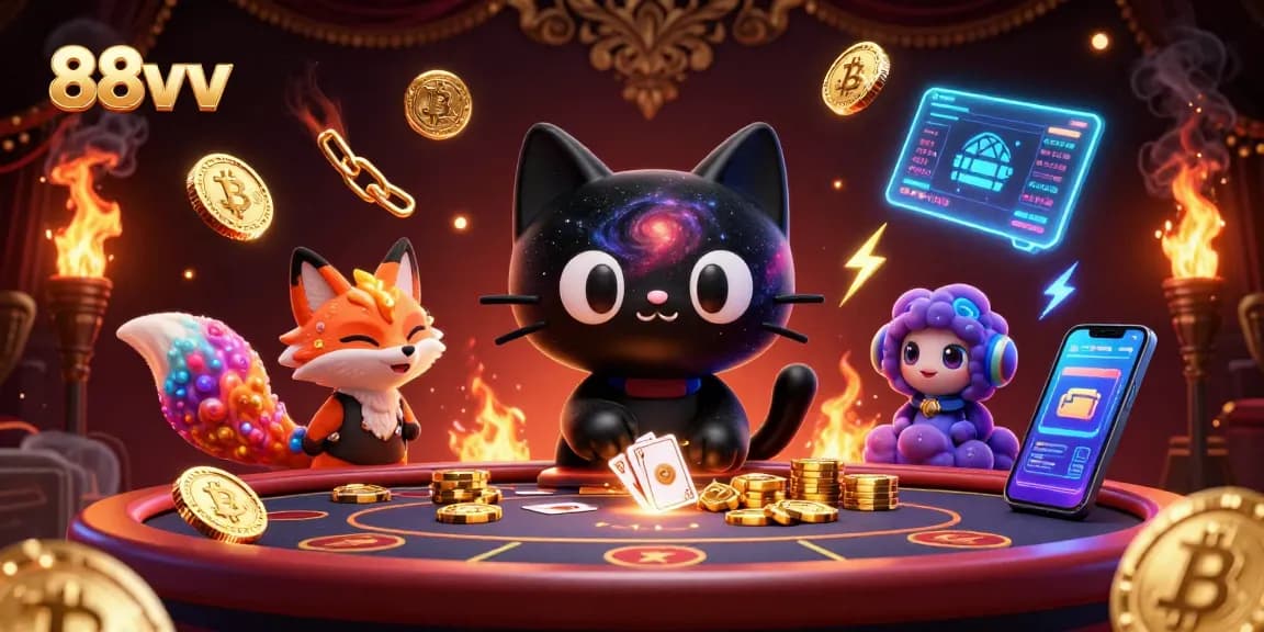 Engage with the cosmic allure of 88vv, where a black hole cat and nebula fox redefine casino fun.
