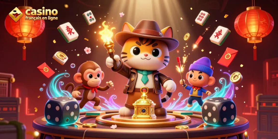 Découvrez des jeux captivants au casino français en ligne avec un chat explorateur et un singe torchier.