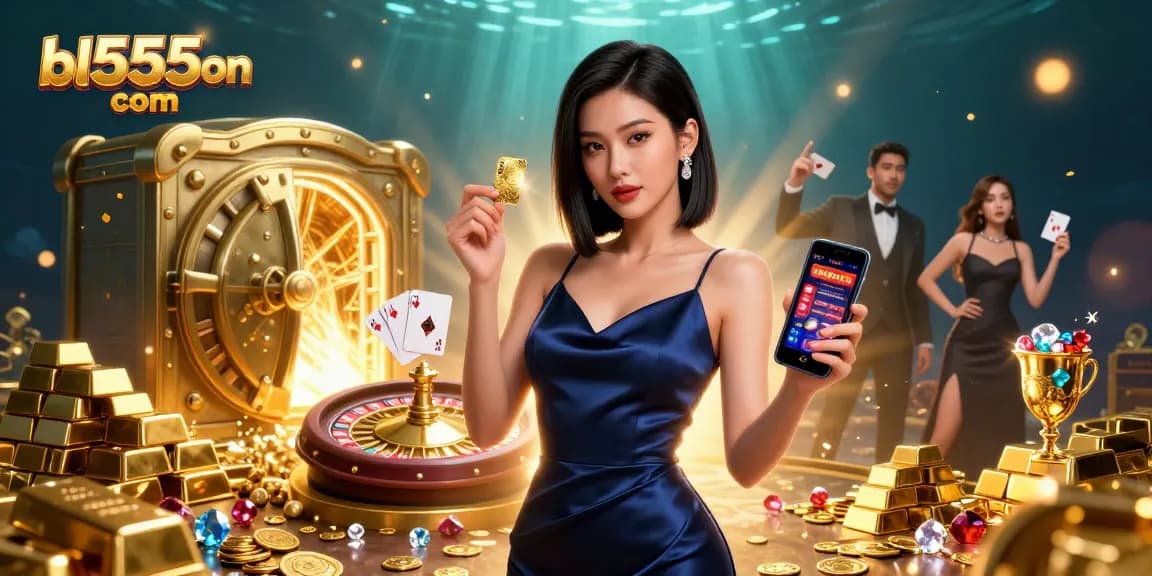 Experience thrilling jackpots with bl555on com in this 3D casino illustration showcasing vibrant games.