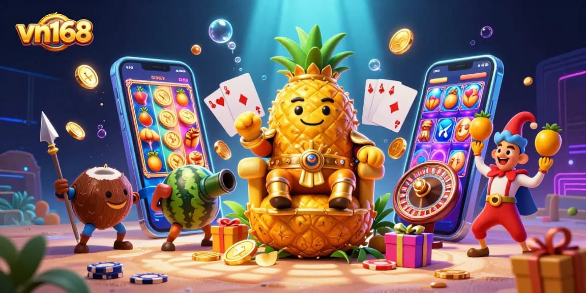 Engage with vn168's thrilling casino experience showcasing vibrant characters and dynamic gaming elements.