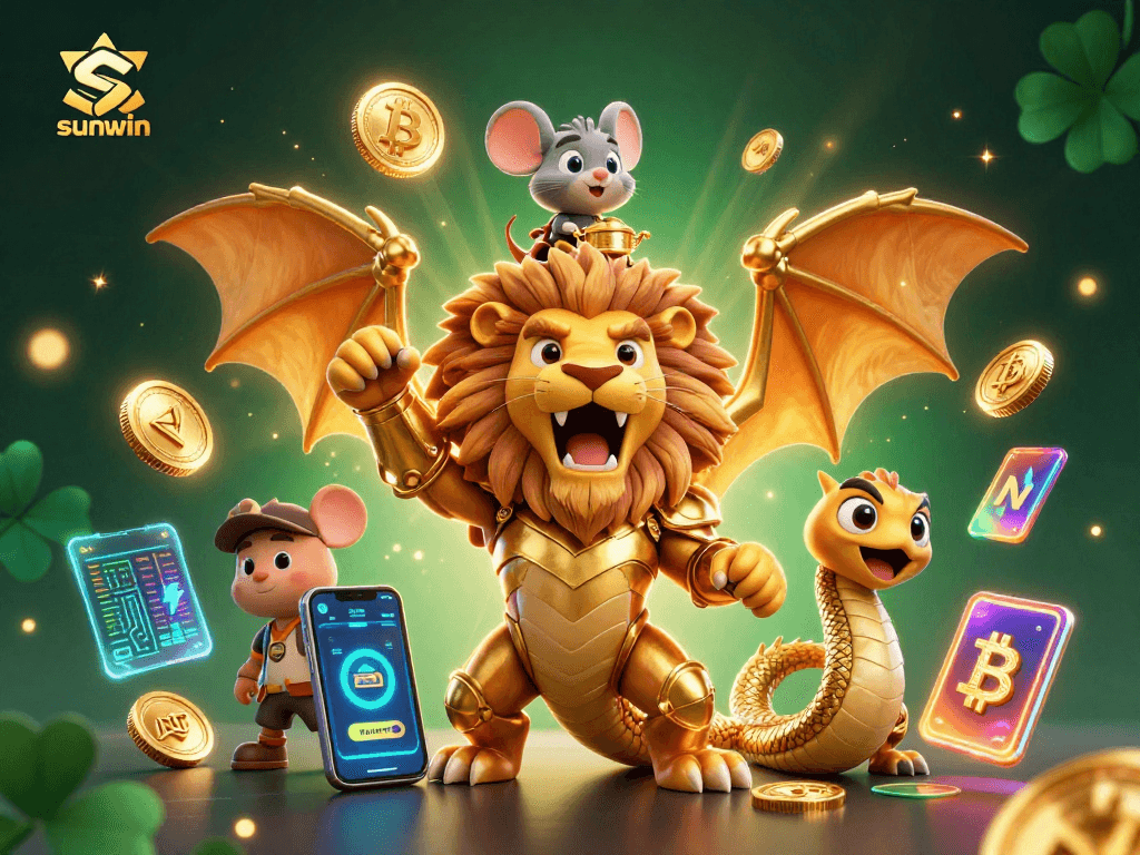 Engage with sunwin's thrilling casino adventure featuring a roaring chimera and crypto elements.