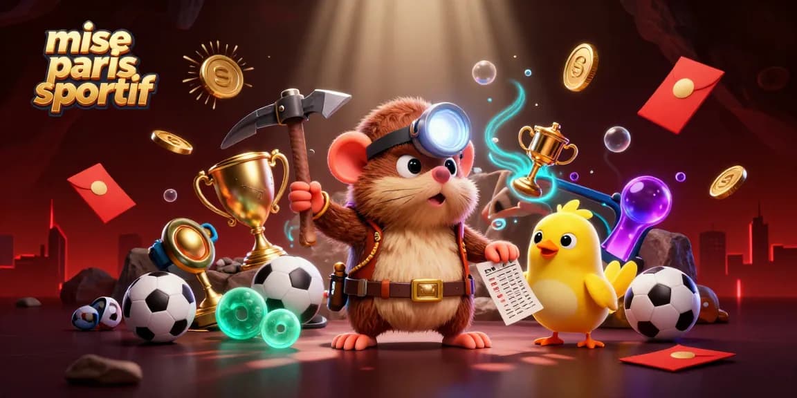 Mise paris sportif : le mole chassant des mises importantes entouré de trophées et de ballons de sport.