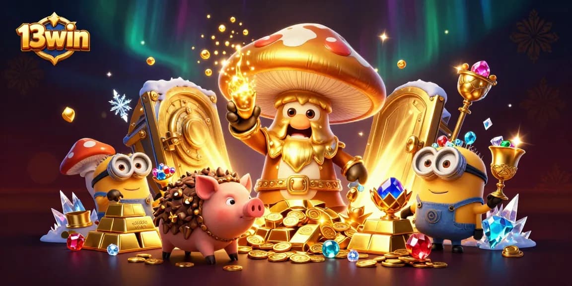 Experience the thrill of 13win with our enchanting treasure-filled scene.