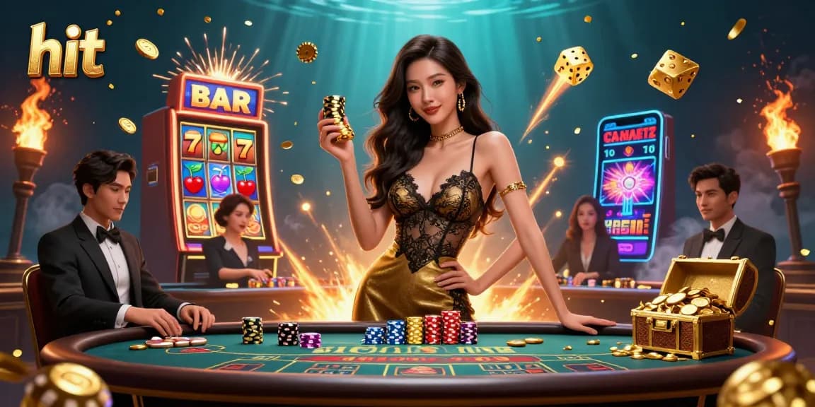 Experience the hit excitement at a VIP baccarat table with golden casino chips and stunning visuals.