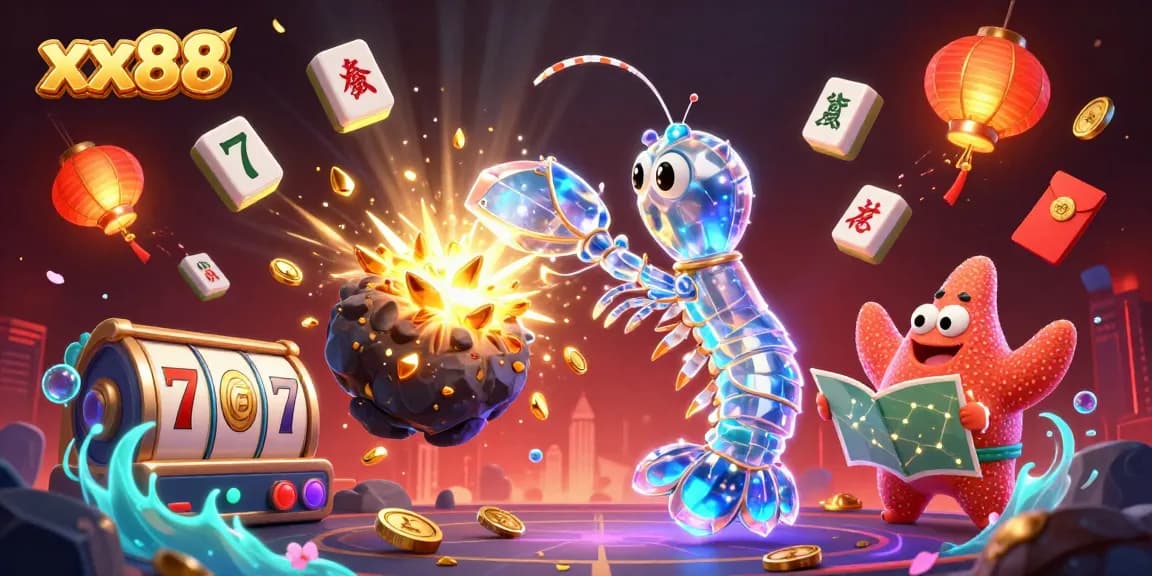 Experience thrilling action with xx88 in a vibrant digital casino scene bursting with energy and excitement.