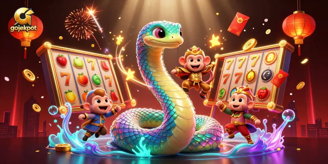Experience big wins with gojekpot in this vibrant animated casino scene featuring 3D elements.