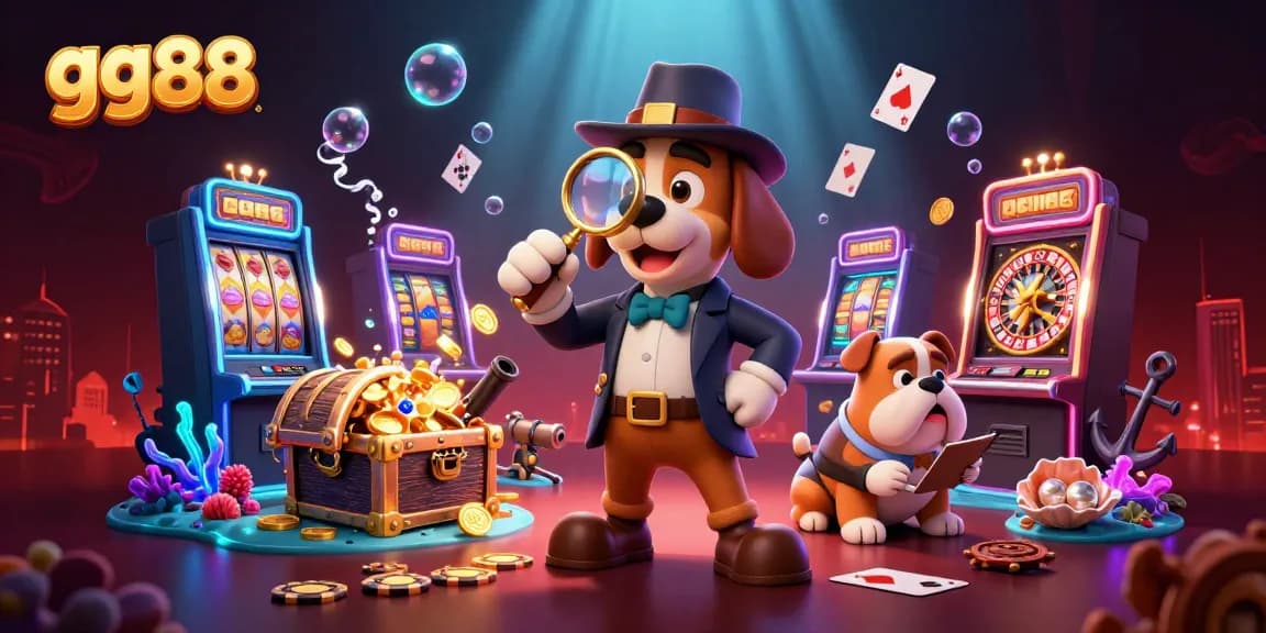 Bet on exciting games at gg88 with a lively illustration of a golden poker chip and dynamic casino elements.