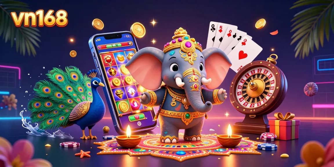 Engage in the colorful excitement of vn168 casino gaming with vibrant characters and dynamic slot game elements.