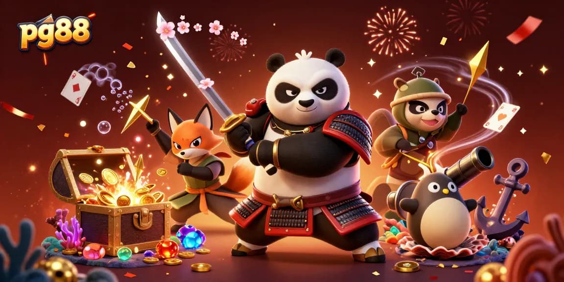 Experience the excitement of pg88 with vibrant samurai panda characters and dynamic gaming elements.