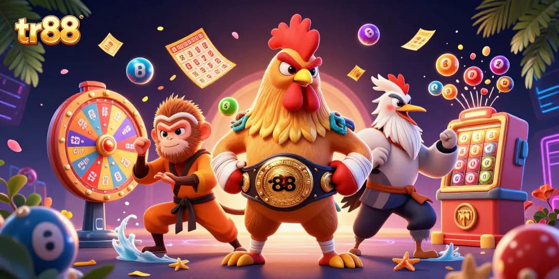 Experience thrilling gameplay with tr88, featuring unique characters in a vibrant casino scene.