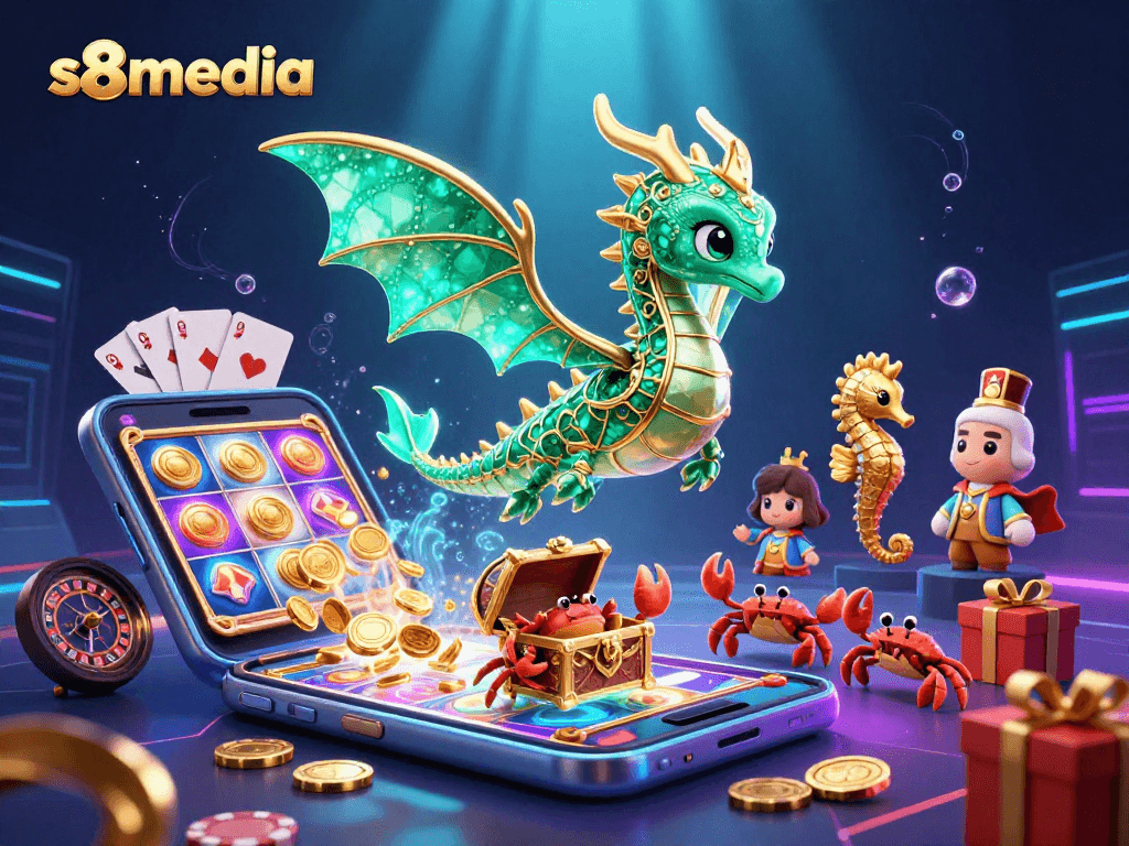 Experience winning strategies with s8media's vibrant casino illustration showcasing thrilling games.
