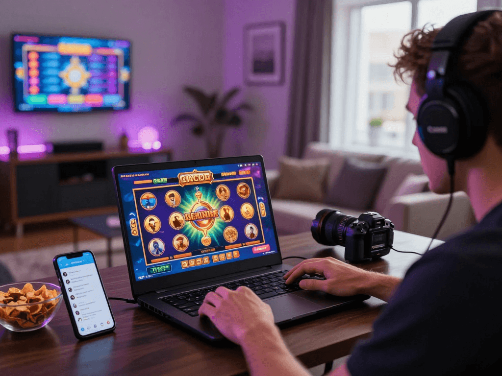 Exciting online gaming setup showcasing a slot gacor game with vibrant graphics and engaging player atmosphere.