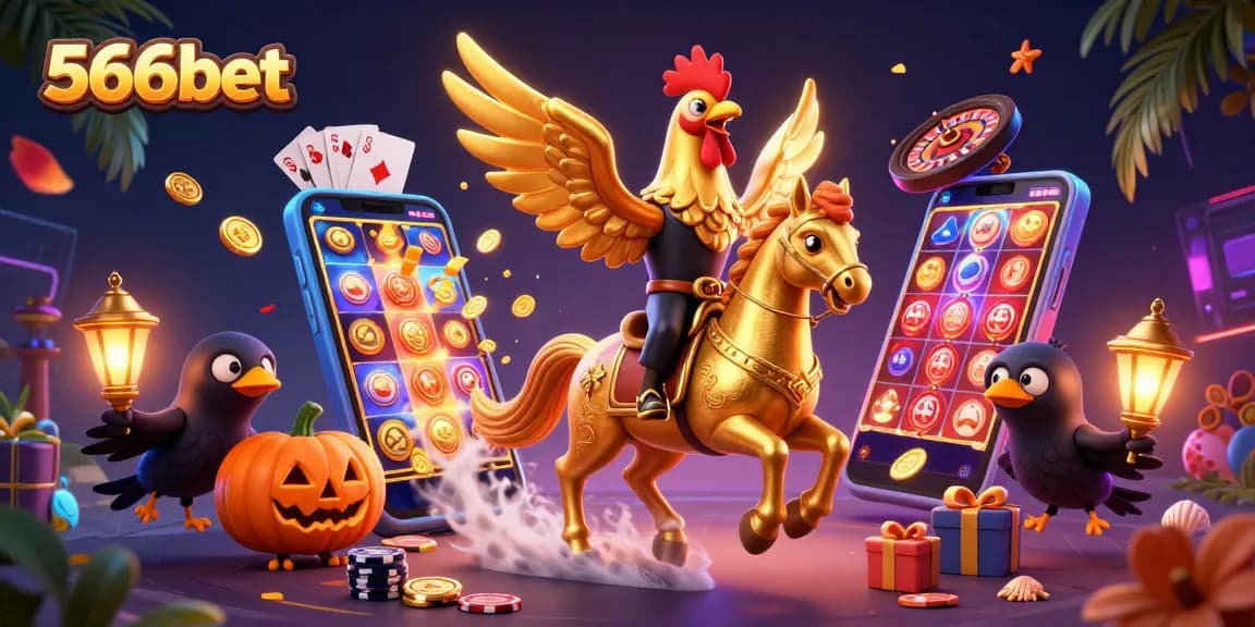 Experience winning excitement at 566bet with vibrant casino illustration showcasing thrilling gameplay.