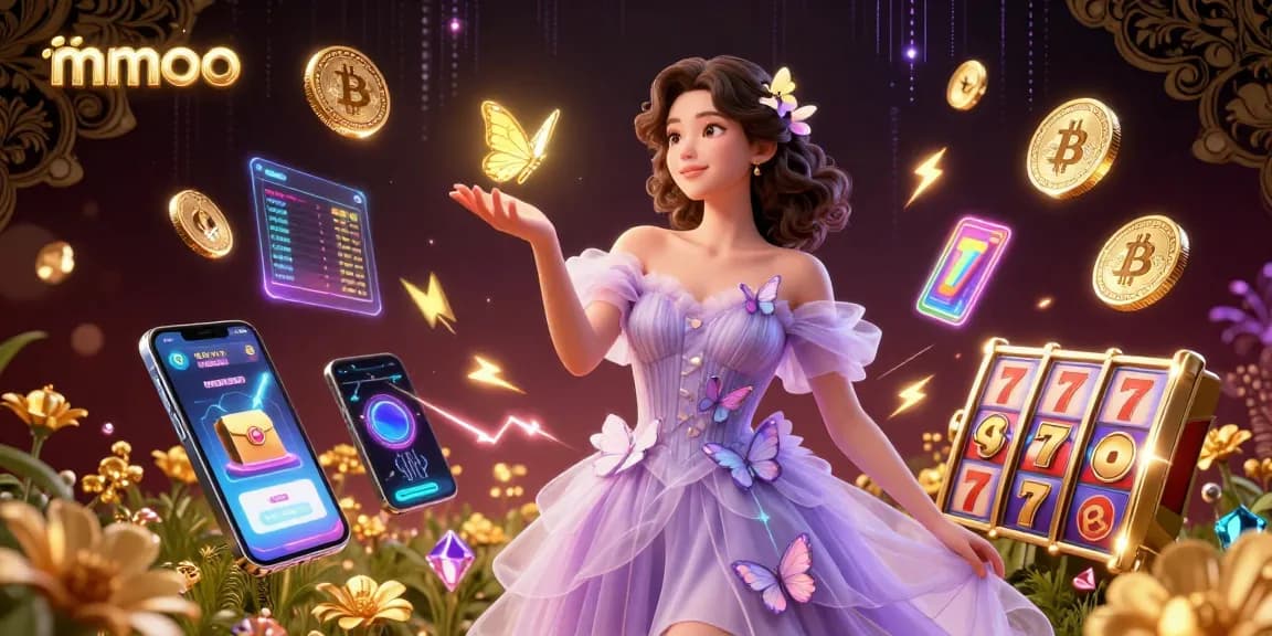 Engage with mmoo's thrilling casino experience featuring captivating visuals and slot elements.