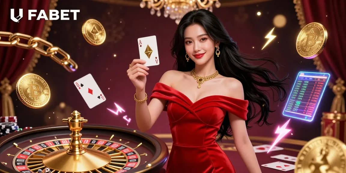 Experience the excitement of UFABET with stunning visuals of a roulette game and golden playing cards.