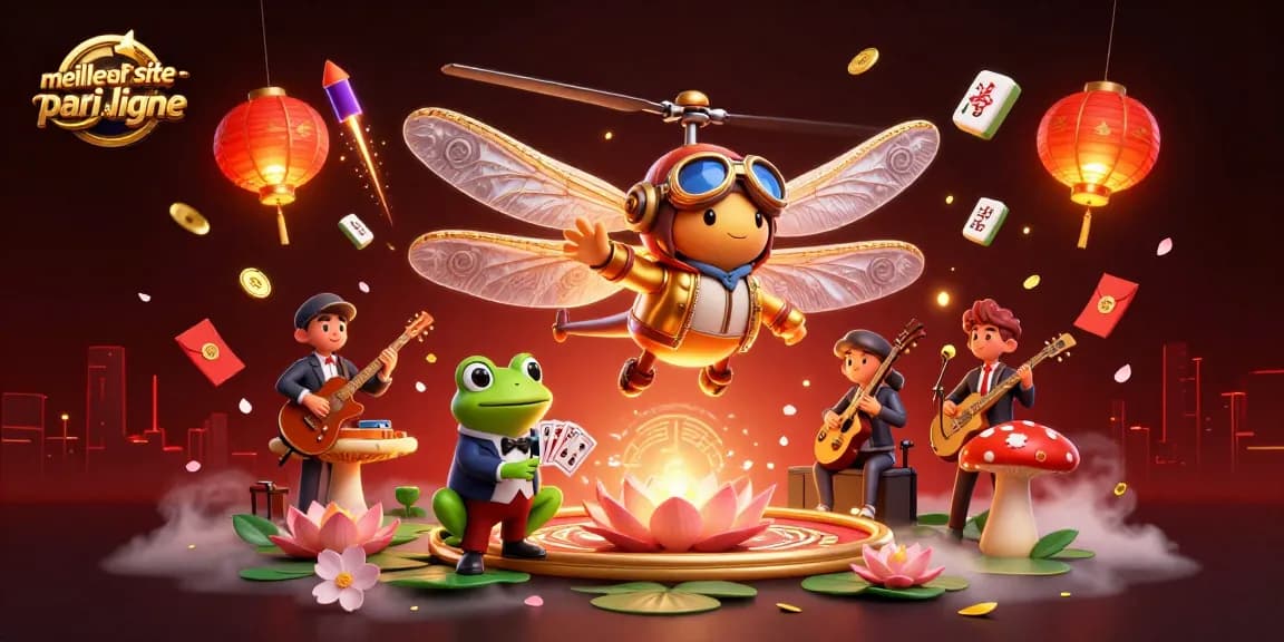 Jouez sur le meilleur site pari en ligne avec une illustration 3D unique incorporant des croupiers et des éléments de casino.