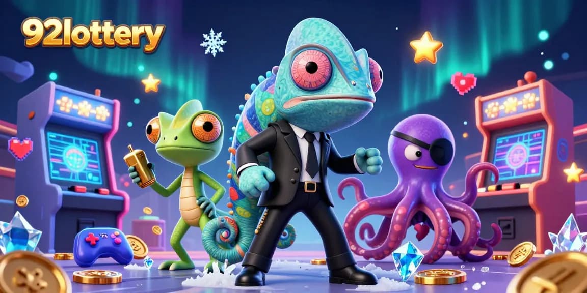 Engage with 92lottery’s vibrant digital experience featuring fun characters and lively casino game elements.