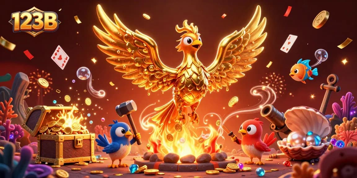 Witness the thrilling gold rush with 123B's molten phoenix and casino treasures bursting in excitement.