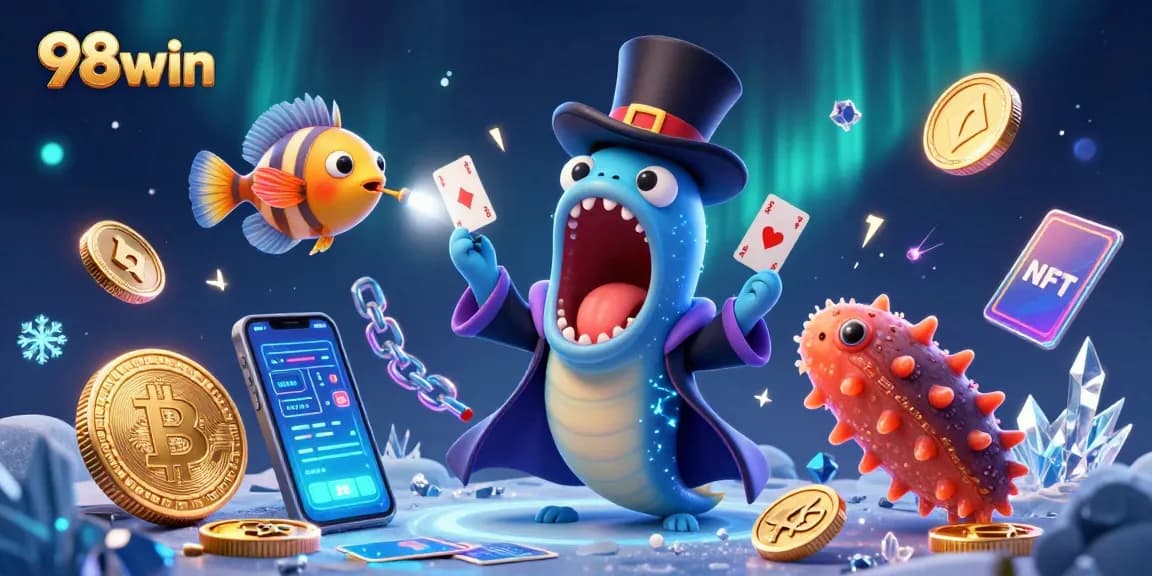 Experience exciting gameplay at 98win with engaging gambling characters and vibrant casino elements.