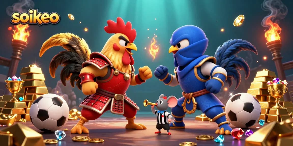 Engage in thrilling action with soikeo as fighting roosters face off in a dynamic sports betting arena.