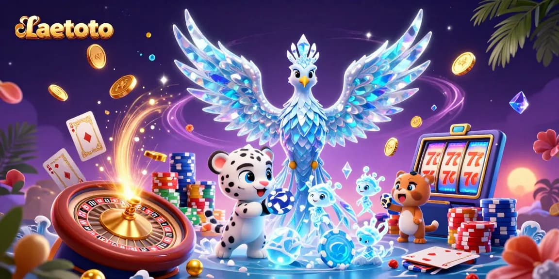 laetoto enhances the gaming experience with an exciting 3D illustration filled with dynamic casino elements.