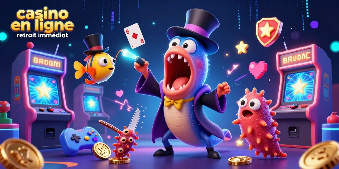 Retirez vos gains instantanément avec ce casino en ligne retrait immédiat illustré par des créatures marines.
