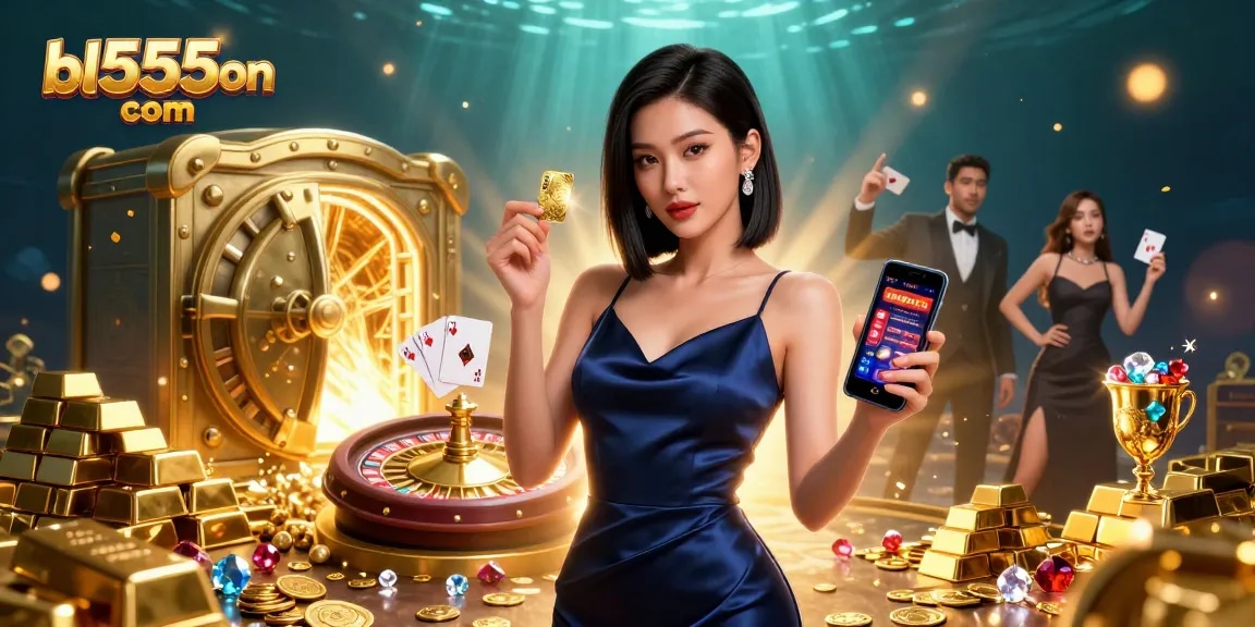 Experience thrilling jackpots with bl555on com in this 3D casino illustration showcasing vibrant games.