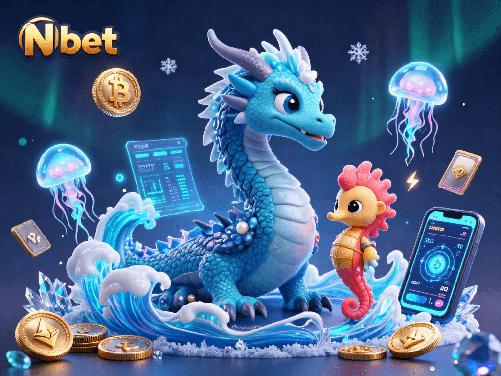 Nbet showcases thrilling gameplay with vibrant 3D casino creatures and crypto elements.