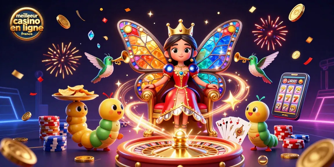 Montage de jeux avec des éléments de casino vibrants, illustrant le meilleur casino en ligne France et son ambiance festive.