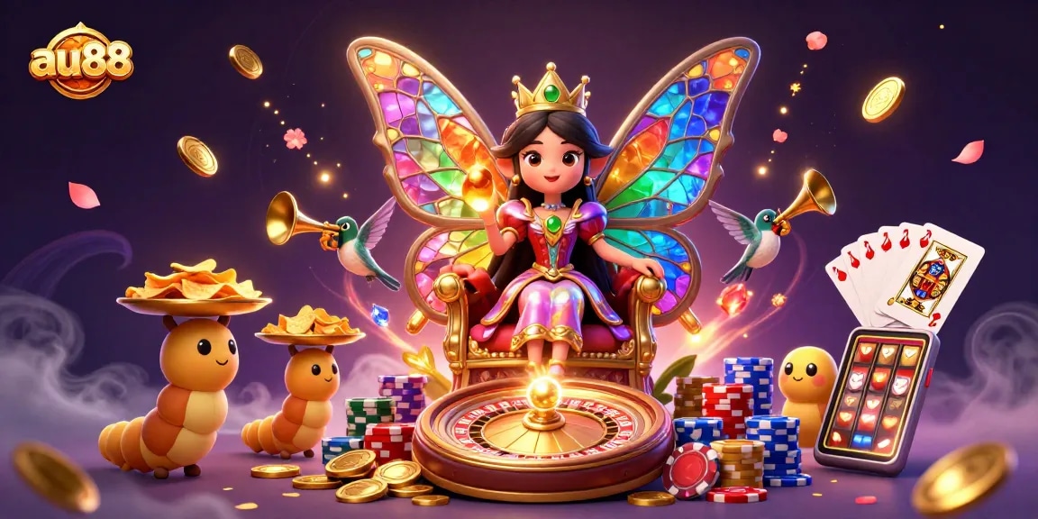 Experience captivating gaming action at au88 with vibrant casino elements and enchanting characters.