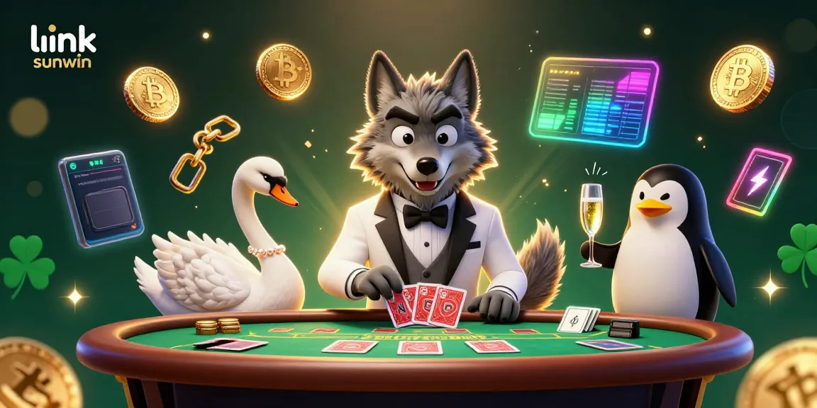 Experience the excitement of the link sunwin casino with a vibrant 3D illustration featuring animated characters playing baccarat.