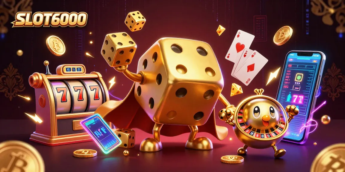 SLOT6000 offers thrilling gameplay with golden dice and vibrant slot elements for casino enthusiasts.