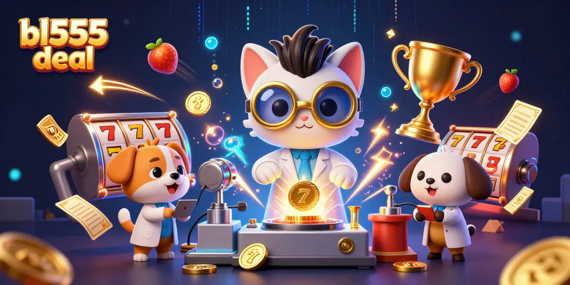 Experience winning strategies at bl555 deal, with cartoon characters in a vibrant casino illustration.