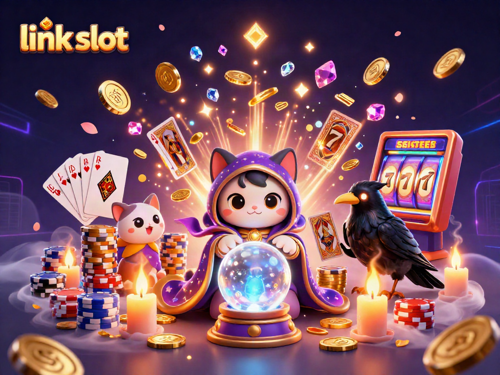 Experience the excitement of winning with link slot in this vibrant casino illustration.
