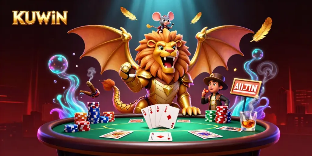Experience the thrilling online casino world with KUWIN, where golden armor creatures command the poker scene.