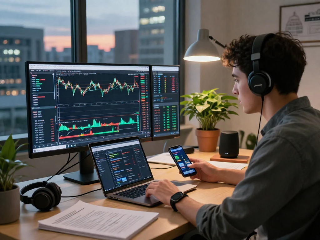 TradingView user analyzing multi-market trends with advanced charts in a modern workspace.
