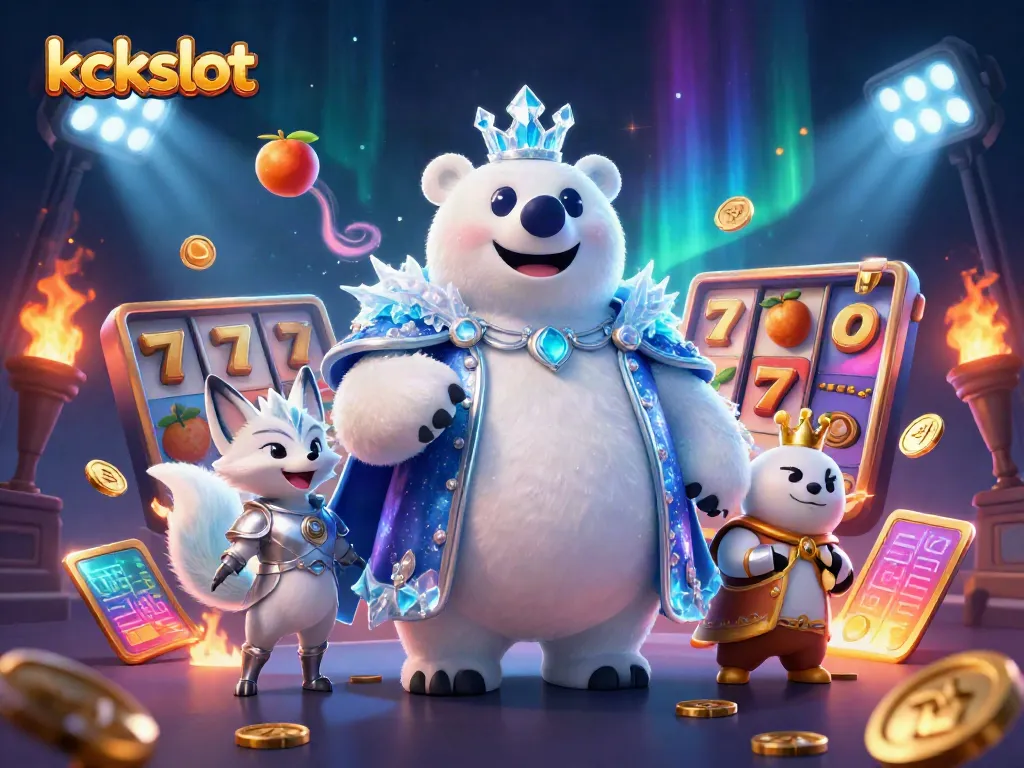Menggeliatkan keberuntungan dengan kckslot yang dikelilingi slot dan simbol jackpot menawan.