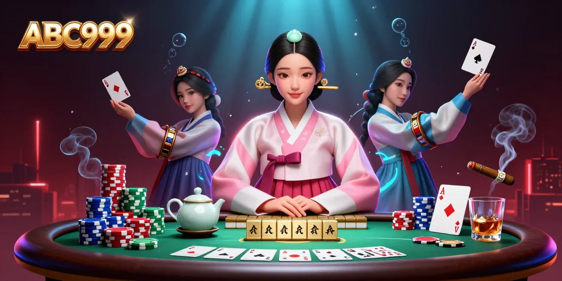 Experience the thrilling world of ABC999 with a serene Asian woman in traditional attire at a lively casino setting.