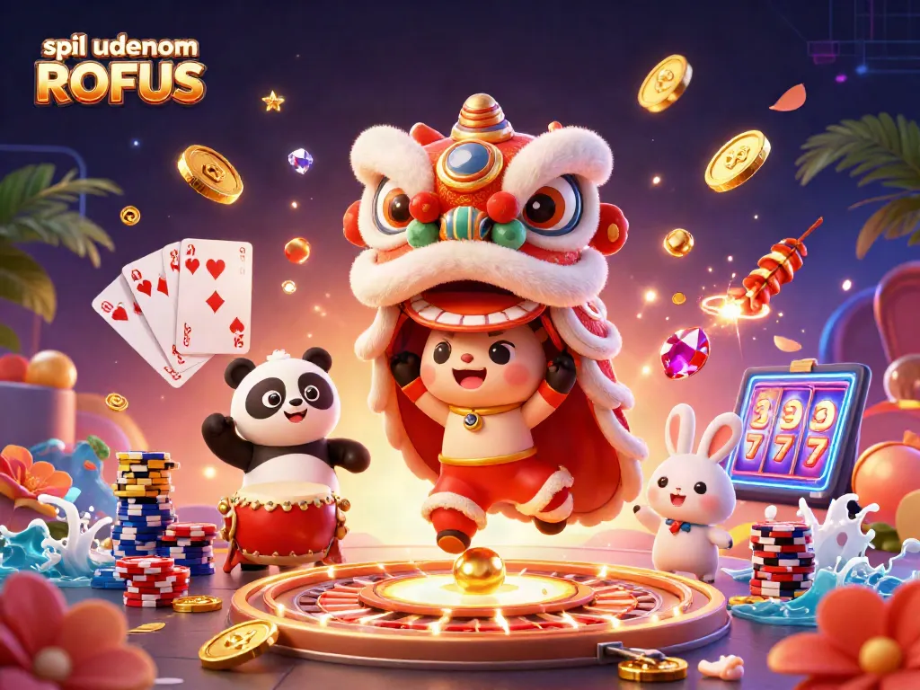 Experience the thrill of spil uden om ROFUS casinos with vibrant characters in a festive dance surrounded by treasures.