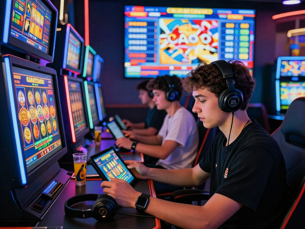 Engaged player accessing slot gacor games in a vibrant online gaming environment with dynamic visuals.