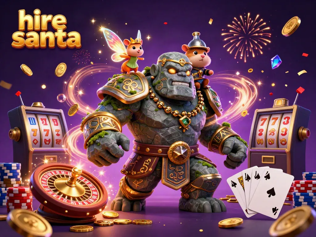 Experience how to hire Santa with vibrant 3D casino elements featuring magical characters and festive decorations