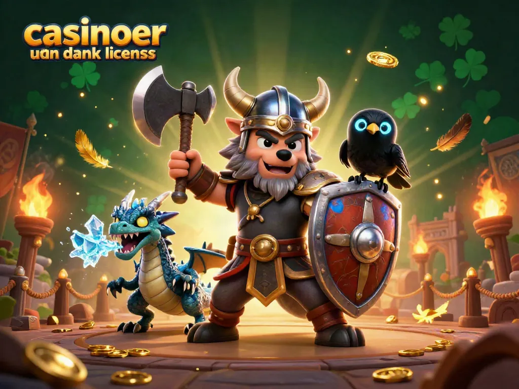 Engaging scene depicting a Viking wolf warrior and dragon, illustrating casinoer uden dansk licens excitement.
