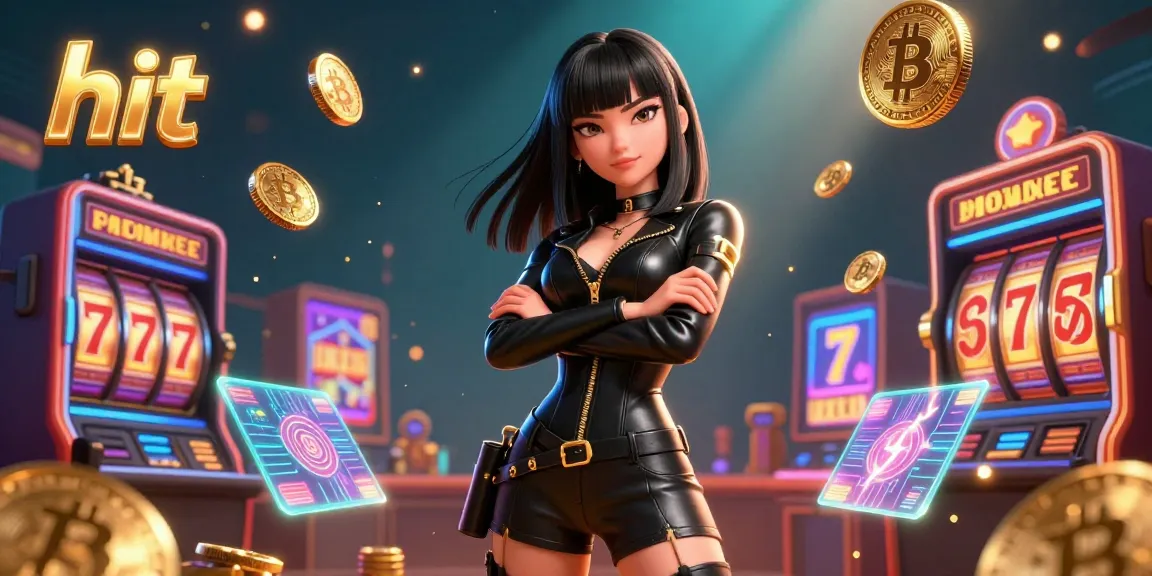 Engaging scene of a stunning woman at hit club, showcasing slot reels and vibrant casino elements.