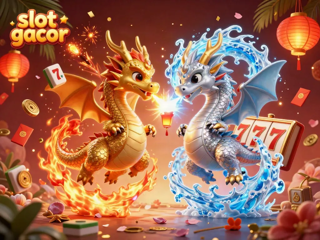 Experience thrilling gameplay with slot gacor elements surrounded by enchanting dragon art and casino symbols.