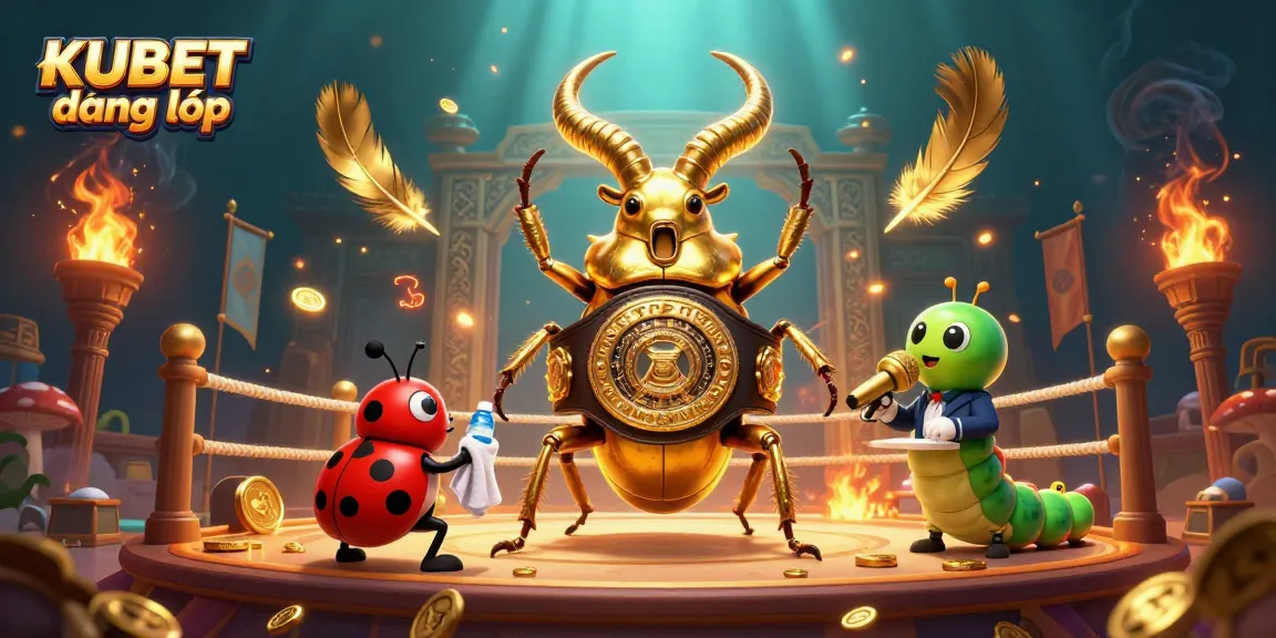Experience thrilling action with KUBET đăng nhập as a golden stag beetle battles under dazzling lights.