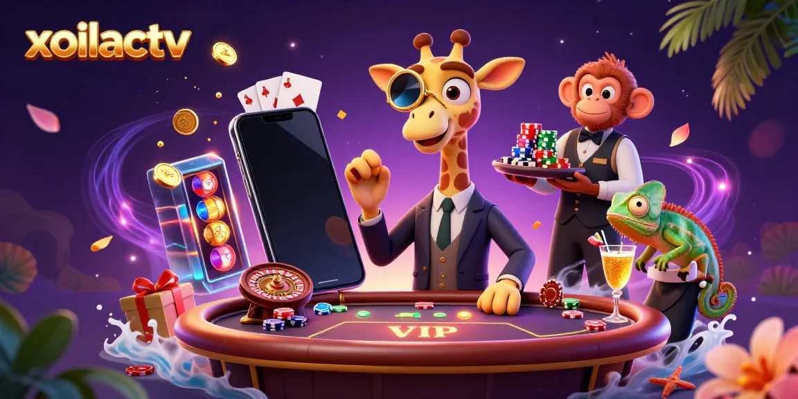 Experience thrilling moments with xoilactv's vibrant 3D illustration of high-stakes gambling.