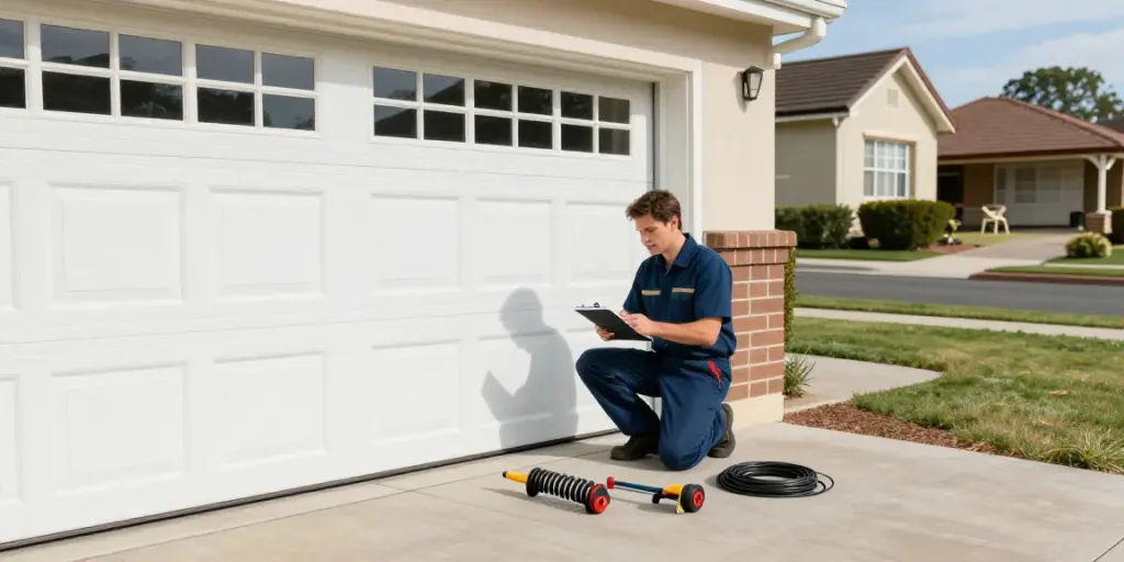 Expert garage door spring repair by a technician in Maylands, showcasing tools and professional service.