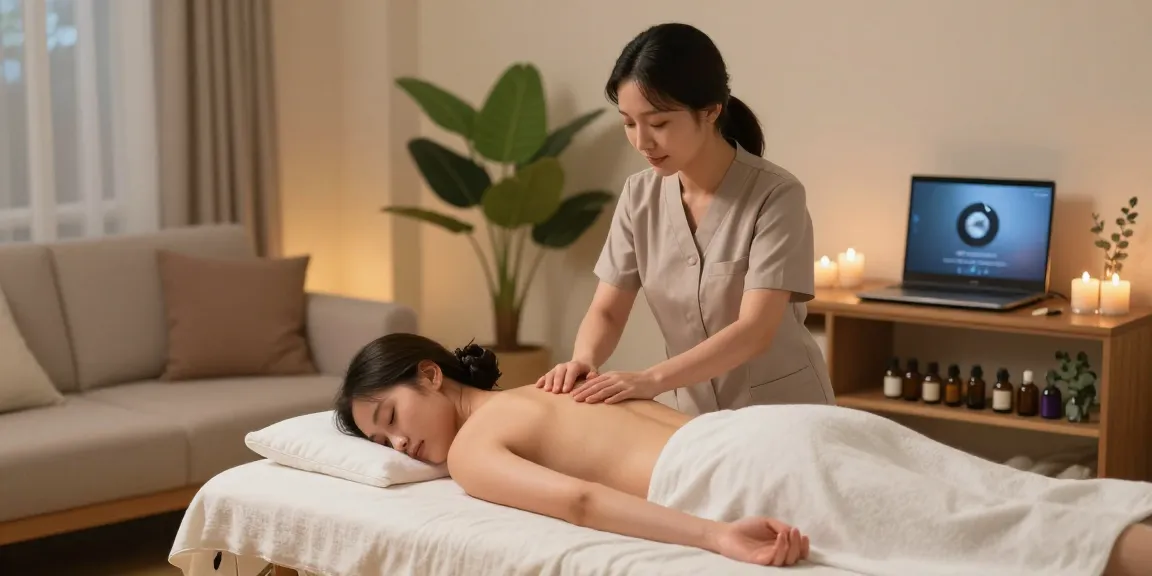 Professional massage therapist providing a calming 잠실출장마사지 experience in an inviting home setting.